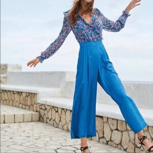 Boden Vibrant Blue and Pink Floral Jumpsuit